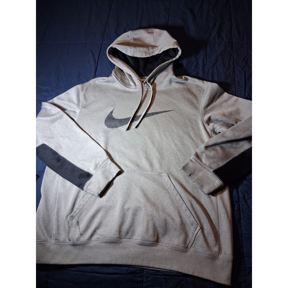 Nike Fleece Hoodie Mens Large Therma-Fit Full Zip‎ Insulated Gray Sweatshirt